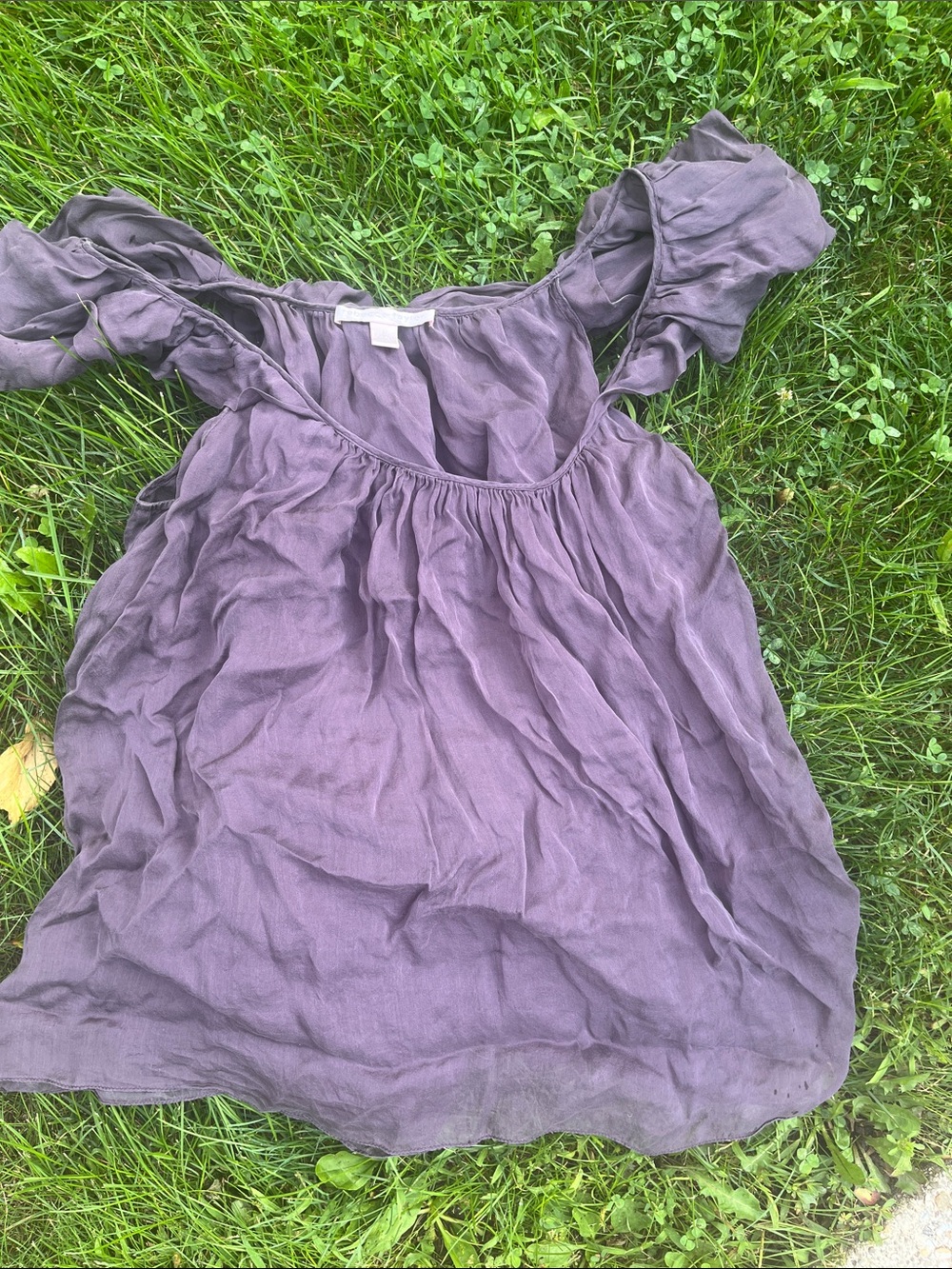 Rebeca Taylor 6 silkWomen's Purple Ruffle Sleeve Tank Top
